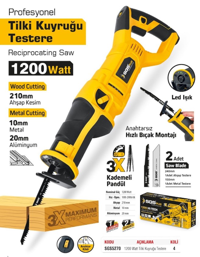 SGS5270 TİLKİ KUYRUĞU TESTERE 1200 WATT